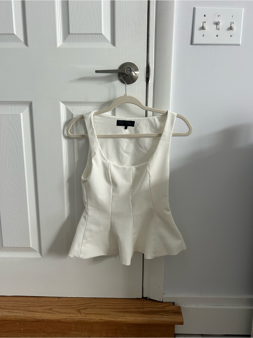 Zara White Peplum Camisole Top